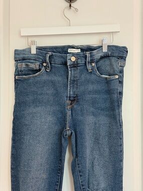 Good American High-Rise Slim Straight Blue Jeans